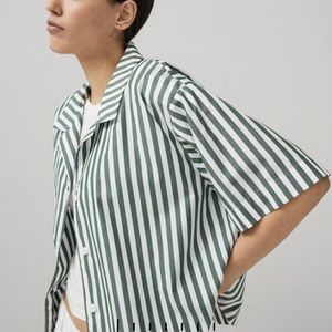 Rag and bone green white striped boxy shirt button up. Brand new cotton small